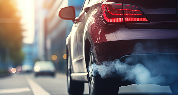 Car emitting fumes
