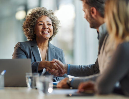 Two professionals shaking hands