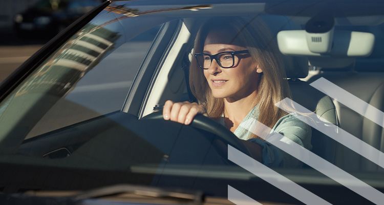 business woman driving car